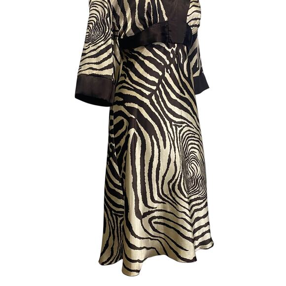 Vintage 90's Jodi Kristopher Satin Brown Zebra Print Dress- Funky Hippie Boho - Picture 7 of 14